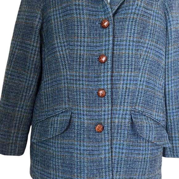 Orvis Blue Plaid Wool button front blazer 14P - Picture 4 of 7